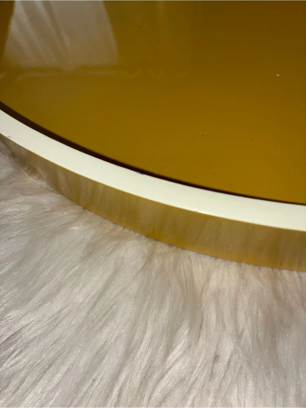 West Elm Large Lacquer Round Tray (21”) Round Mustard Yellow Serving Tray